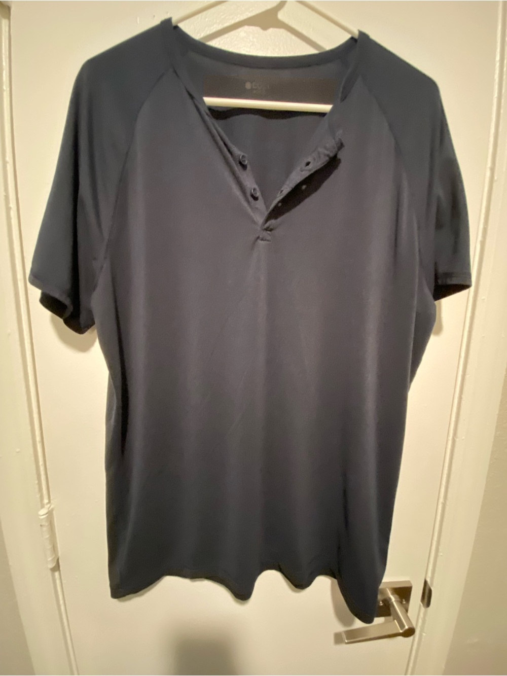 Men's Navy Short Sleeve Henley Polo